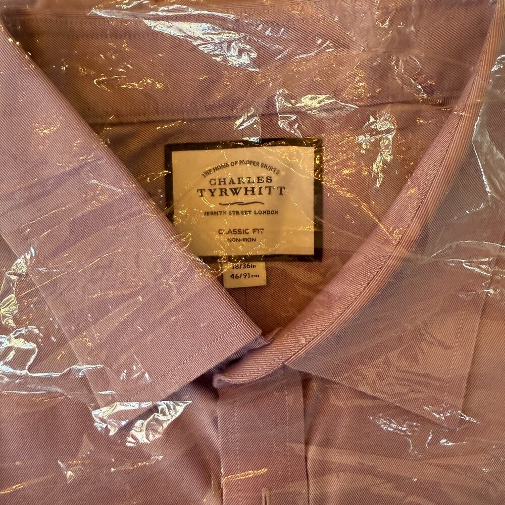 Charles Tyrwhitt Classic Fit Non-Iron Dress Shirt 18/36 Lavender Purple
